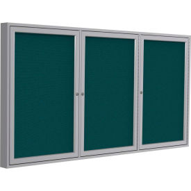 Ghent Mfg Co PA33672F-93 Ghent Enclosed Bulletin Board, 3 Door, 72"W x 36"H, Blue Fabric/Gray Frame image.