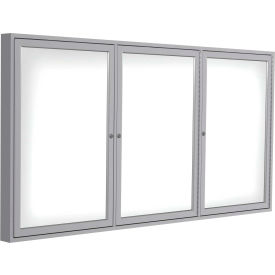 Ghent Mfg Co PA33672M-M1 Ghent Enclosed Whiteboard, 3 Door, 72"W x 36"H, White Porcelain w/Silver Frame image.