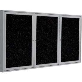 Ghent Mfg Co PA33672TR-TN Ghent Enclosed Bulletin Board, 3 Door, 72"W x 36"H, Tan Speckled Recycled Rubber/Silver Frame image.