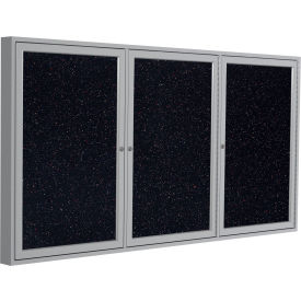 Ghent Mfg Co PA34896TR-CF Ghent Enclosed Bulletin Board, 3 Door, 96"W x 48"H, Confetti Recycled Rubber/Silver Frame image.