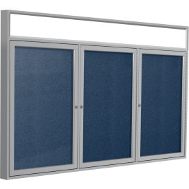 Ghent Mfg Co PAVX10-195 Ghent Enclosed Vinyl Bulletin Board - Outdoor - With Headliner - Navy - 4 x 8 image.
