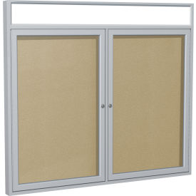 Ghent Mfg Co PAVX5-181 Ghent Enclosed Vinyl Bulletin Board - Outdoor - With Headliner - Caramel - 3 x 4 image.