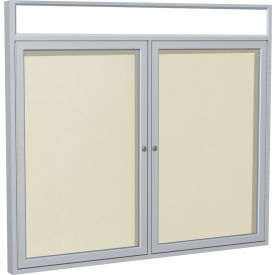 Ghent Mfg Co PAVX6-185 Ghent Enclosed Vinyl Bulletin Board - Outdoor - With Headliner - Ivory - 3 x 5 image.