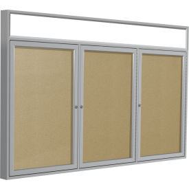 Ghent Mfg Co PAVX8-181 Ghent Enclosed Vinyl Bulletin Board - Outdoor - With Headliner - Caramel - 3 x 6 image.
