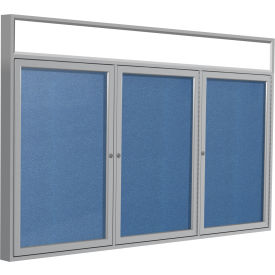 Ghent Mfg Co PAVX8-191 Ghent Enclosed Vinyl Bulletin Board - Outdoor - With Headliner - Ocean - 3 x 6 image.