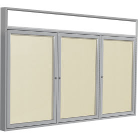 Ghent Mfg Co PAVX9-185 Ghent Enclosed Vinyl Bulletin Board - Outdoor - With Headliner - Ivory - 4 x 6 image.