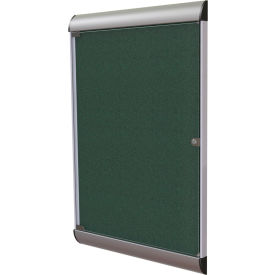 Ghent Mfg Co SILH20411 Ghent Silhouette Enclosed Bulletin Board, 1 Door, 28"W x 42"H, Ebony Vinyl/Silver Frame image.
