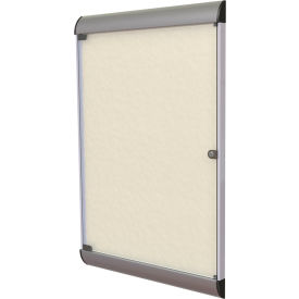 Ghent Mfg Co SILH20412 Ghent Silhouette Enclosed Bulletin Board, 1 Door, 28"W x 42"H, Ivory Vinyl/Silver Frame image.