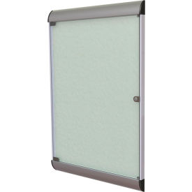 Ghent Mfg Co SILH20416 Ghent Silhouette Enclosed Bulletin Board, 1 Door, 28"W x 42"H, Silver Vinyl/Silver Frame image.