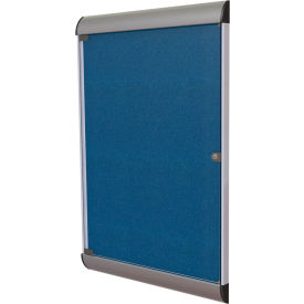 Ghent Mfg Co SILH20417 Ghent Silhouette Enclosed Bulletin Board, 1 Door, 28"W x 42"H, Navy Vinyl/Silver Frame image.