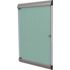 Ghent Mfg Co SILH20419 Ghent Silhouette Enclosed Bulletin Board, 1 Door, 28"W x 42"H, Stone Vinyl/Silver Frame image.