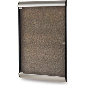 Ghent Mfg Co SILH20494 Ghent Silhouette Enclosed Bulletin Board, 1 Door, 28"W x 42"H, Chocolate Cork/Satin Frame image.