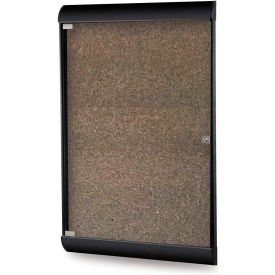 Ghent Mfg Co SILH20495 Ghent Silhouette Enclosed Bulletin Board, 1 Door, 28"W x 42"H, Chocolate Cork/Black Frame image.