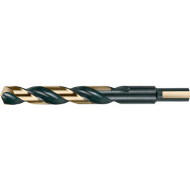Cle-Line 1879 1/2 HSS H.D. Black & Gold 135 Split Point 3-Flat 3/8 Reduced Shank Jobber Length Drill - Pkg Qty 6
