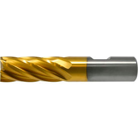 Greenfield Industries Inc. C32593 Cleveland HGC-4C-TN HSS-Cobalt 4-Flute TiN Square Single End Mill, 7/16" x 3/8" x 1" x 2-11/16" image.