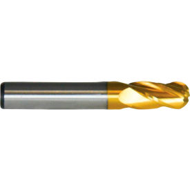 Greenfield Industries Inc. C32771 Cleveland HGC-4B-TN HSS-Cobalt 6-Flute TiN Ball Nose Single End Mill, 3/4" x 3/4" x 1-5/8" x 3-7/8" image.