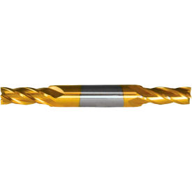 Greenfield Industries Inc. C33060 Cleveland HD-4C-TN HSS 4-Flute TiN Square Double End Mill, 9/64" x 3/8" x 7/16" x 3-1/8" image.