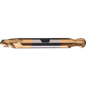 Greenfield Industries Inc. C39144 Cleveland HD-2B-TN HSS 2-Flute TiN Ball Nose Double End Mill, 3/16" x 3/8" x 7/16" x 3-1/4" image.