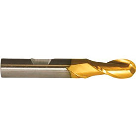 Cleveland HG-2B HSS 2-Flute TiN Ball Nose Single End Mill 15/16"" x 3/4"" x 2-1/4"" x 4-1/2""