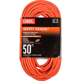 General Cable Industries 03356.63.04 Carol®  03356.63.04 50 Safety Orange Extension Cord, 14AWG 15A image.
