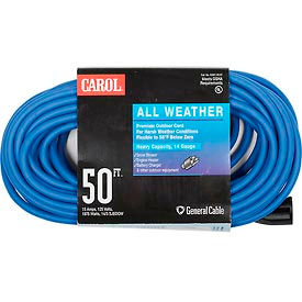 General Cable Industries 03661.63.07 Carol 03661.63.07 50 All Weather Extension Cord, 14awg 15a/125v - Blue image.