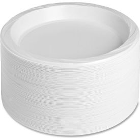 Genuine Joe GJO10323 Genuine Joe® GJO10323 Plastic Plates, 10-1/4" Dia., White, 125/Pack image.