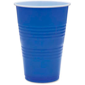 Genuine Joe GJO11250 Genuine Joe Plastic Party Cups, 16 Oz., 50/Pack, Blue image.
