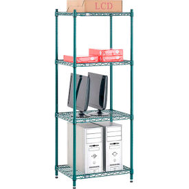 Global Industrial B2255689 Nexel® 4 Shelf, Poly-Green® Wire Shelving Unit, Starter, 24"W x 14"D x 54"H image.