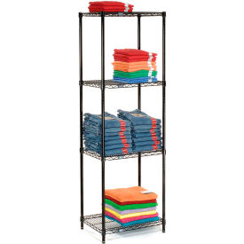 Global Industrial B2258281 Nexel® 4 Shelf, Black Epoxy Wire Shelving Unit, Starter, 24"W x 14"D x 63"H image.