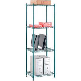 Global Industrial B2255709 Nexel® 4 Shelf, Poly-Green® Wire Shelving Unit, Starter, 24"W x 14"D x 74"H image.