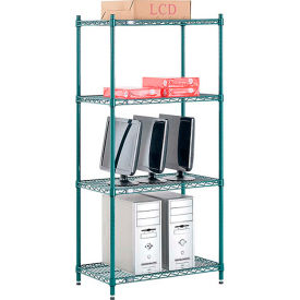 Global Industrial B2255692 Nexel® 4 Shelf, Poly-Green® Wire Shelving Unit, Starter, 30"W x 14"D x 54"H image.