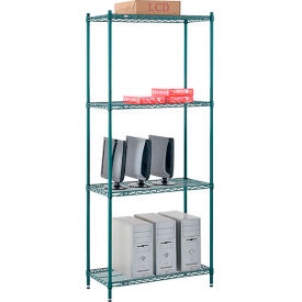 Global Industrial B2255678 Nexel® 4 Shelf, Poly-Green® Wire Shelving Unit, Starter, 36"W x 14"D x 86"H image.