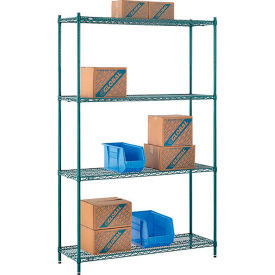 Global Industrial B2255807 Nexel® 4 Shelf, Poly-Green® Wire Shelving Unit, Starter, 54"W x 14"D x 86"H image.