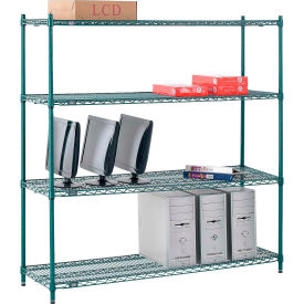 Nexel® 4 Shelf Poly-Green® Wire Shelving Unit Starter 60""W x 12""D x 54""H