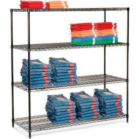 Global Industrial B2258230 Nexel® 4 Shelf, Black Epoxy Wire Shelving Unit, Starter, 60"W x 14"D x 74"H image.