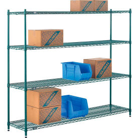 Global Industrial B2255817 Nexel® 4 Shelf, Poly-Green® Wire Shelving Unit, Starter, 72"W x 14"D x 54"H image.