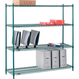 Global Industrial B2255761 Nexel® 4 Shelf, Poly-Green® Wire Shelving Unit, Starter, 60"W x 18"D x 54"H image.