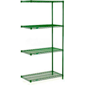 Global Industrial B1137233 Nexel® 4 Shelf, Poly-Green® Wire Shelving Unit, Add On, 36"W x 18"D x 63"H image.