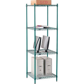 Global Industrial B2255745 Nexel® 4 Shelf, Poly-Green® Wire Shelving Unit, Starter, 24"W x 21"D x 74"H image.