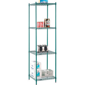 Global Industrial B2255780 Nexel® 4 Shelf, Poly-Green® Wire Shelving Unit, Starter, 24"W x 21"D x 86"H image.