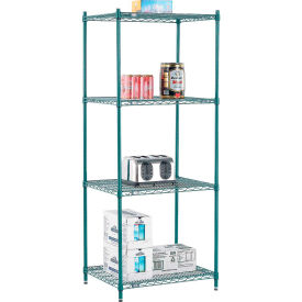 Global Industrial B2255747 Nexel® 4 Shelf, Poly-Green® Wire Shelving Unit, Starter, 30"W x 21"D x 74"H image.