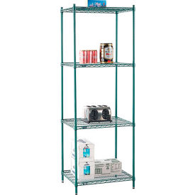 Global Industrial B2255782 Nexel® 4 Shelf, Poly-Green® Wire Shelving Unit, Starter, 30"W x 21"D x 86"H image.