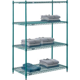 Global Industrial B2255729 Nexel® 4 Shelf, Poly-Green® Wire Shelving Unit, Starter, 42"W x 21"D x 54"H image.