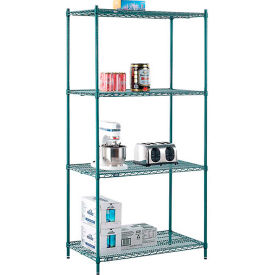 Global Industrial B2255779 Nexel® 4 Shelf, Poly-Green® Wire Shelving Unit, Starter, 42"W x 21"D x 86"H image.