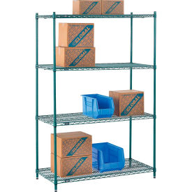 Global Industrial B2255718 Nexel® 4 Shelf, Poly-Green® Wire Shelving Unit, Starter, 48"W x 21"D x 74"H image.