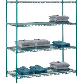 Global Industrial B2255737 Nexel® 4 Shelf, Poly-Green® Wire Shelving Unit, Starter, 54"W x 21"D x 63"H image.