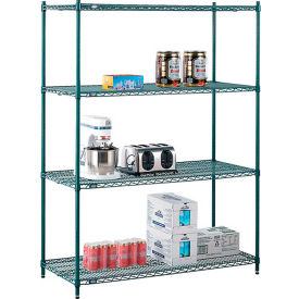 Global Industrial B2255720 Nexel® 4 Shelf, Poly-Green® Wire Shelving Unit, Starter, 54"W x 21"D x 74"H image.