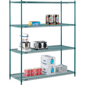 Global Industrial B2255719 Nexel® 4 Shelf, Poly-Green® Wire Shelving Unit, Starter, 60"W x 21"D x 74"H image.