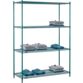 Global Industrial B2255754 Nexel® 4 Shelf, Poly-Green® Wire Shelving Unit, Starter, 60"W x 21"D x 86"H image.