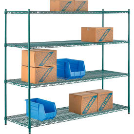 Global Industrial B2255735 Nexel® 4 Shelf, Poly-Green® Wire Shelving Unit, Starter, 72"W x 21"D x 63"H image.